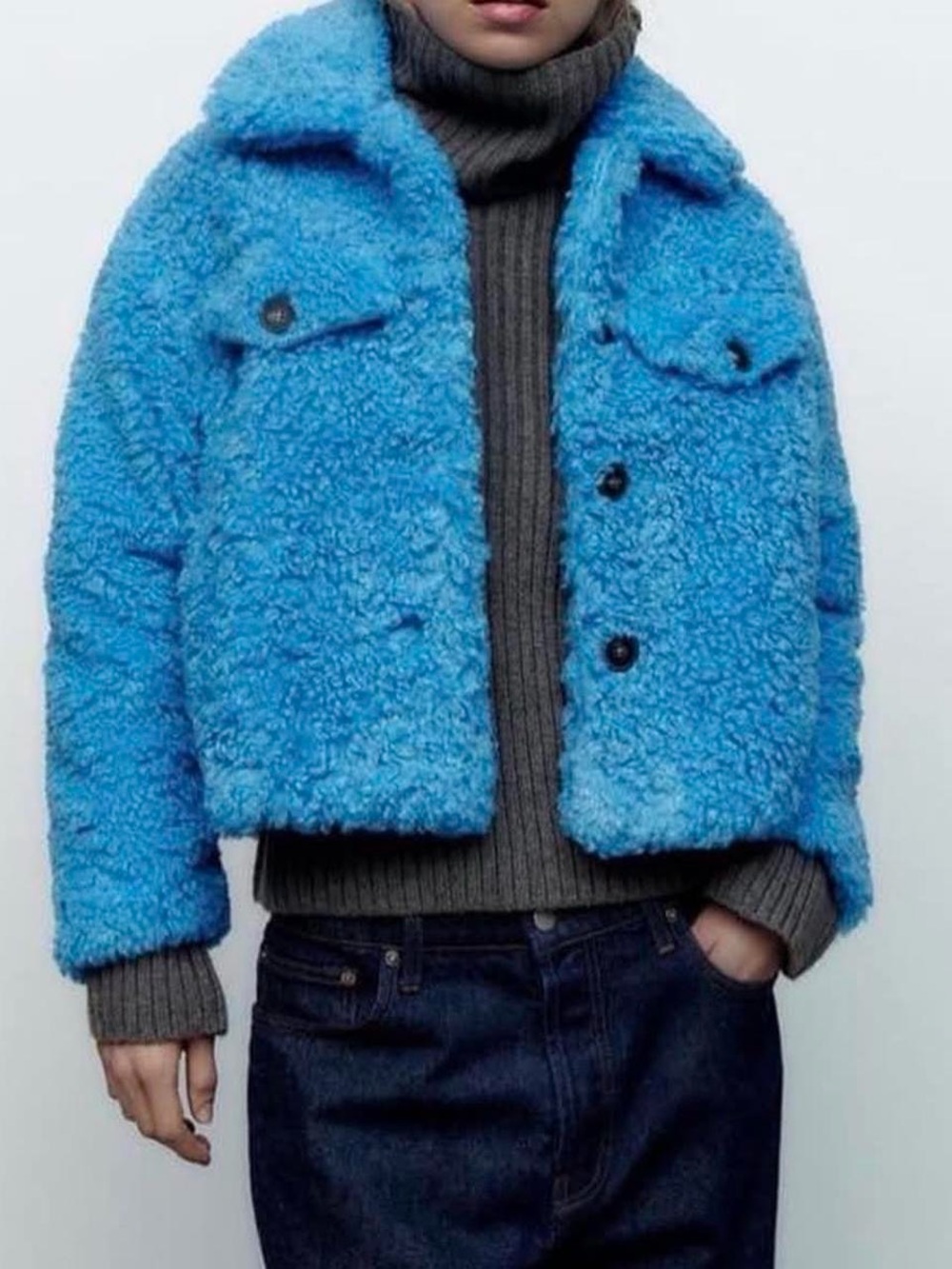 Zara Bright Blue Teddy Jacket